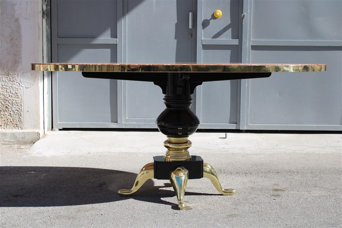 Mid-Century Oval Dining Table Melchiorre Bega Attributed Onix Tanzania Brass For Sale 11