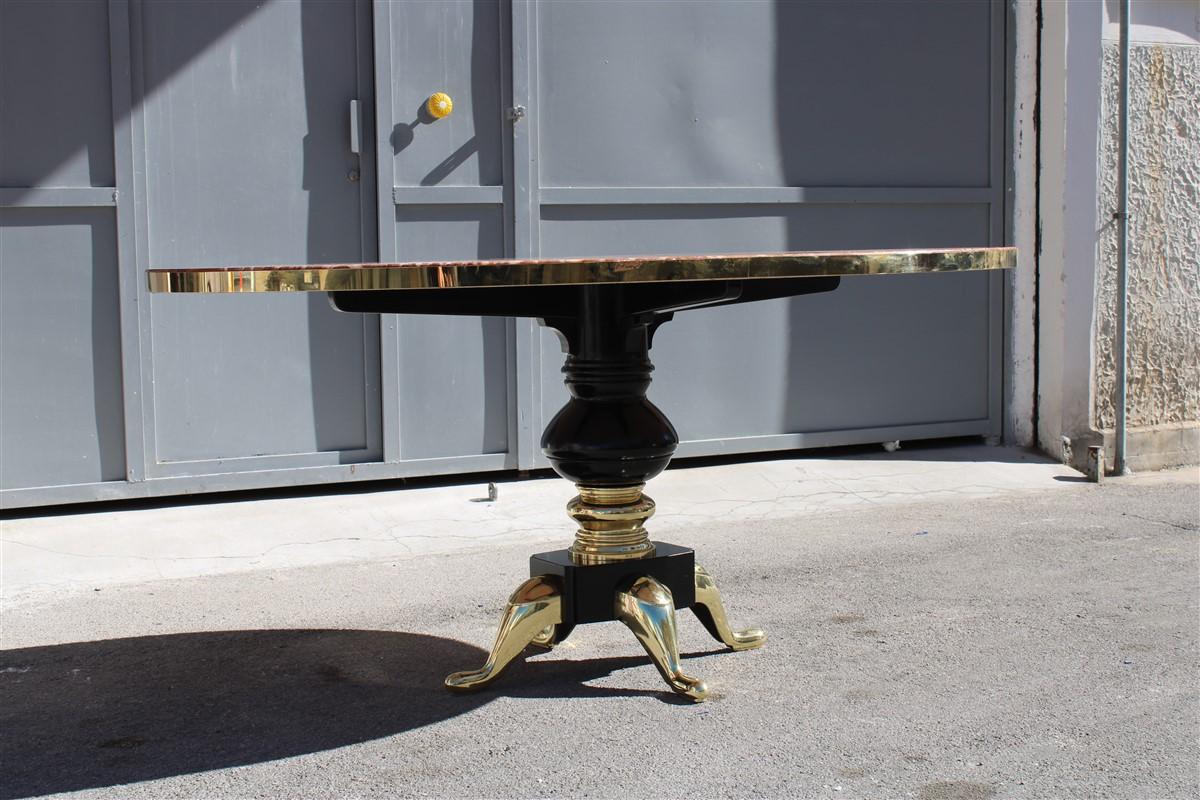 Italian Mid-Century Oval Dining Table Melchiorre Bega Attributed Onix Tanzania Brass For Sale