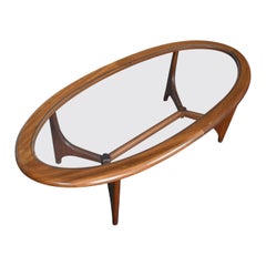 Mid Century Oval + Glass Coffee Table by Stonehill