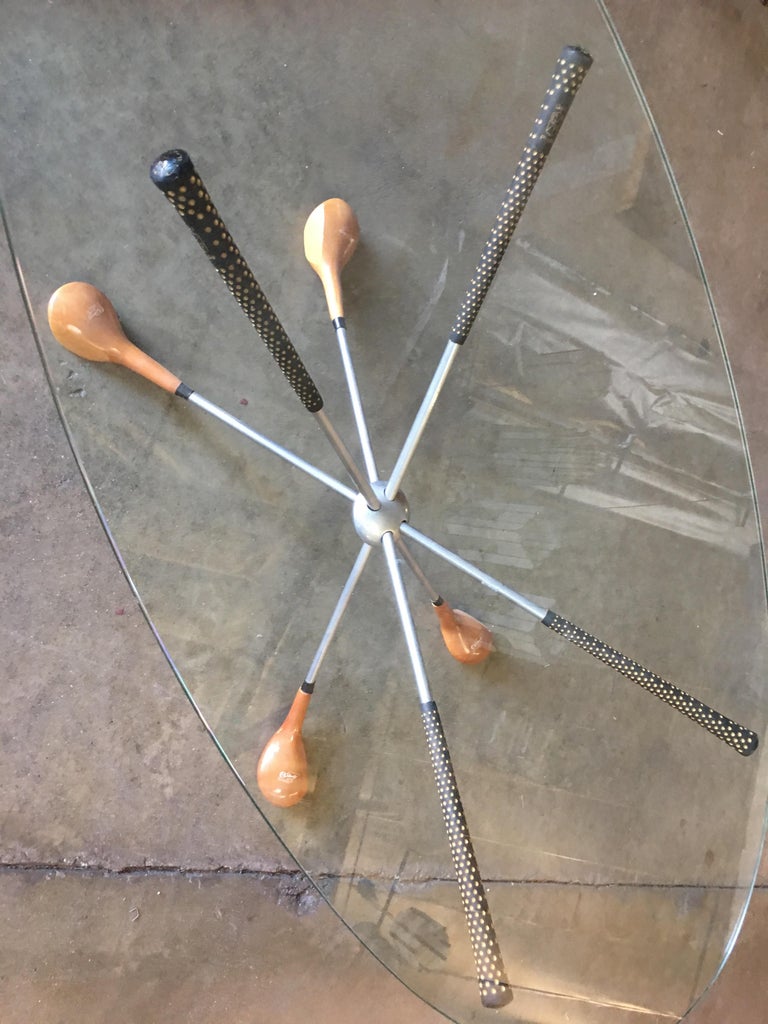 Midcentury Oval Glass Golf Club Coffee Table at 1stDibs golf coffee