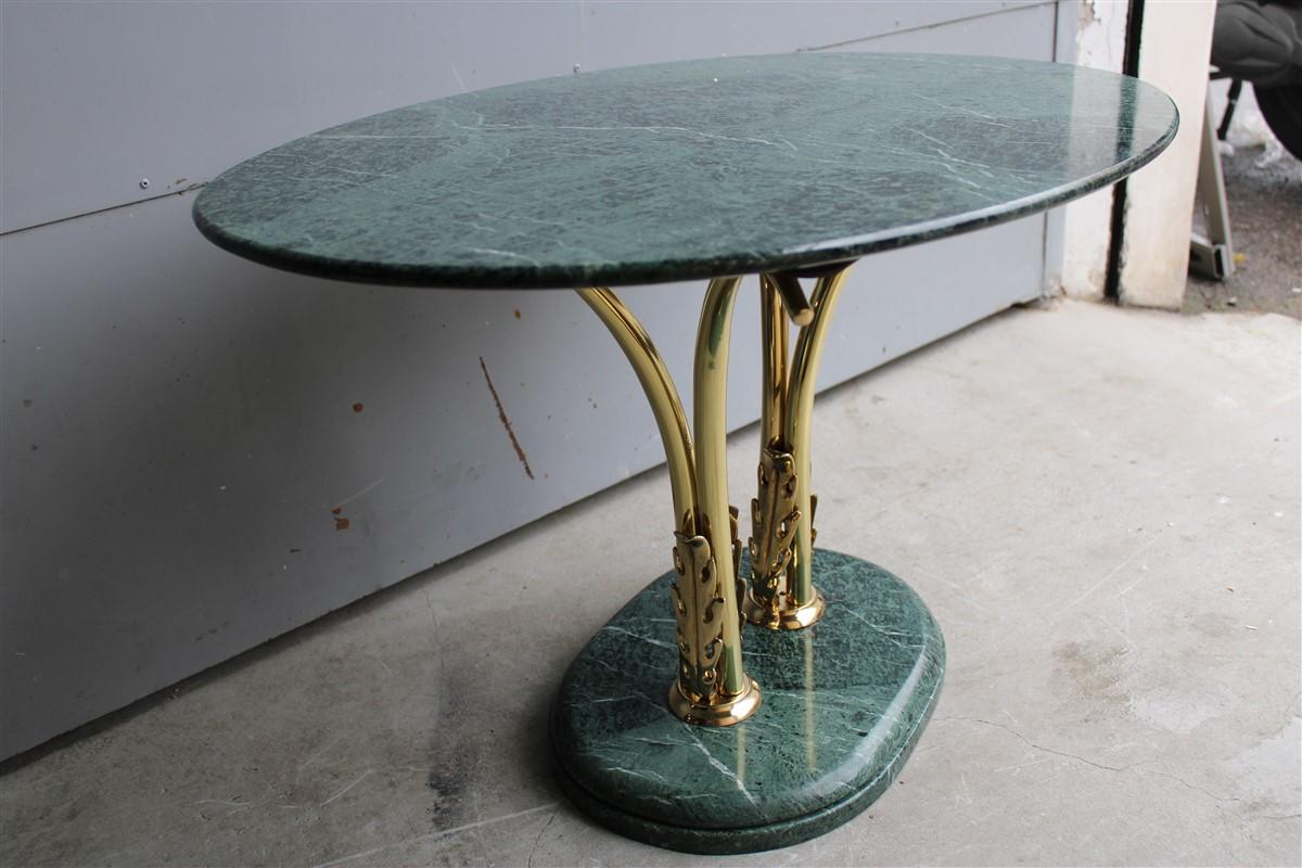 Mid century oval marble green brass part Italian design 1950s Osvaldo Borsani style.