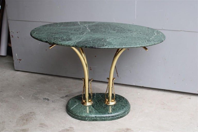 Mid Century Oval Marble Green Brass Part Italian Design 1950s Osvaldo Borsani For Sale 2