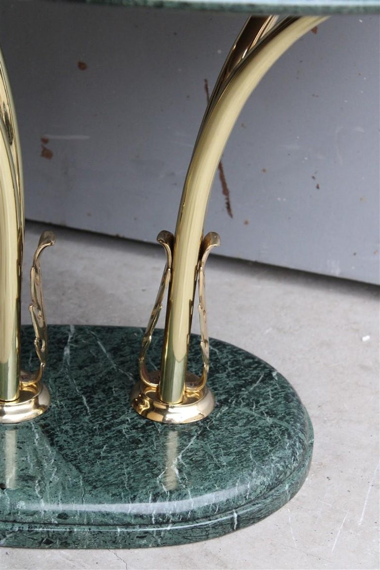 Mid Century Oval Marble Green Brass Part Italian Design 1950s Osvaldo Borsani For Sale 3