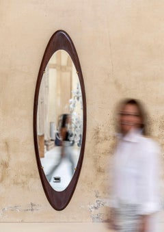 Mid Century Oval Mirror, Italy 1960 Ca