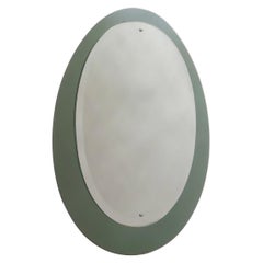 Mid-Century Oval Mirror with a Green Smoked Mirrored Frame, Italy