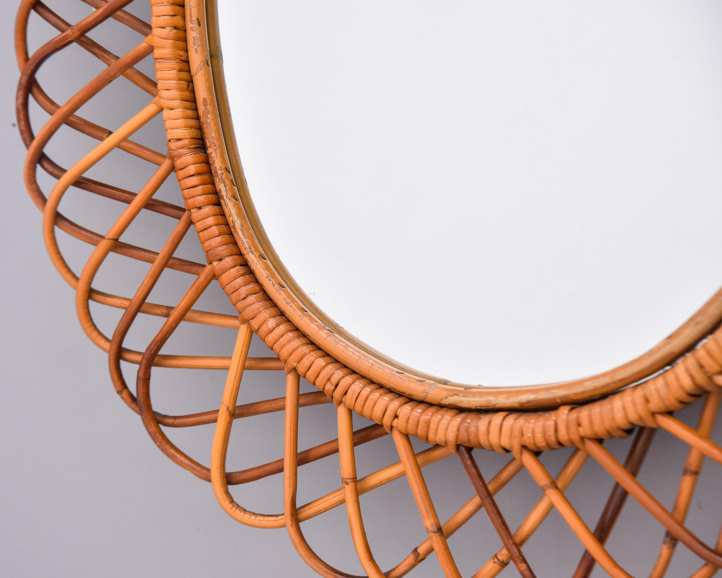 Midcentury Oval Mirror with Woven Rattan or Wicker Frame 2