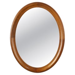Mid century oval oak Mirror, Belgium 1950s