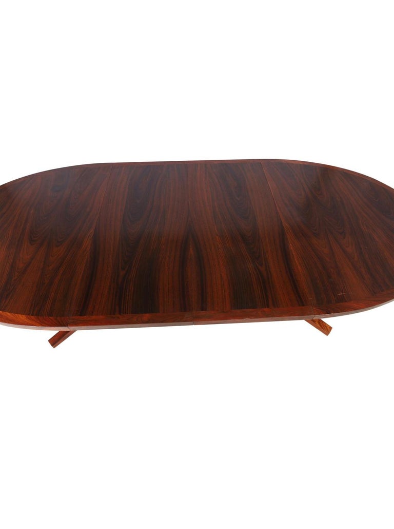 Mid-Century Modern Mid Century Oval Rosewood Danish Modern Extension Dining Table 2 Leaves Dyrlund