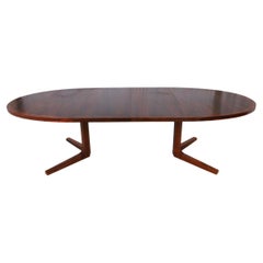 Mid Century Oval Rosewood Danish Modern Extension Dining Table 2 Leaves Dyrlund