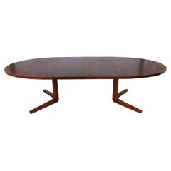 Table de salle  manger  rallonge moderne danoise mi-sicle en bois de rose ovale, 2 couches, Dyrlund