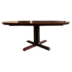Midcentury Oval Rosewood Danish Modern Extension Dining Table 2 Leaves