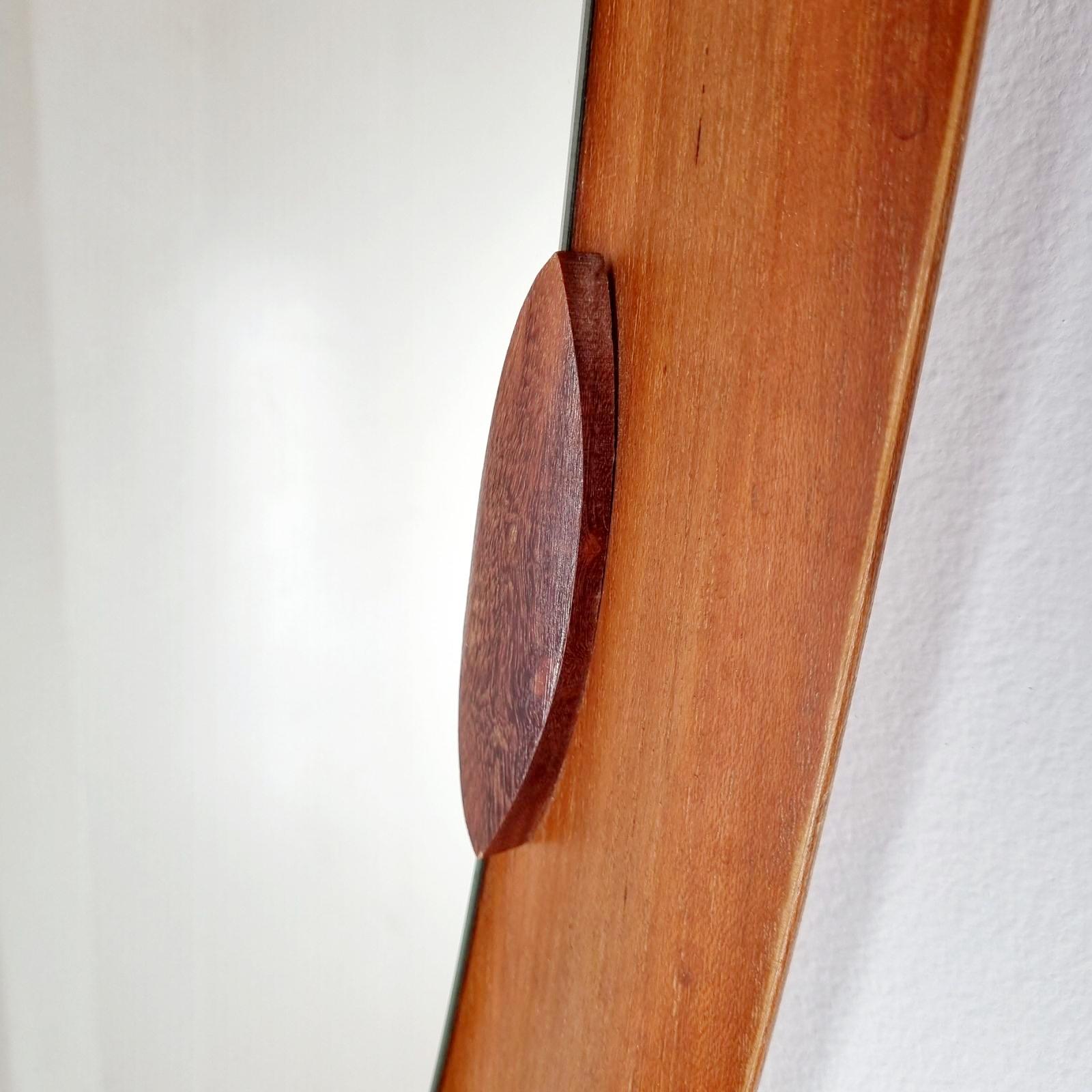 Mid-Century Oval Teak Wall Mirror, Designed by Campo e Graffi, Italy 60s For Sale 5