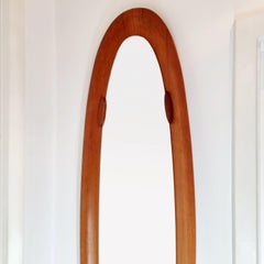 Mid-Century Oval Teak Wall Mirror, Designed by Campo e Graffi, Italy 60s