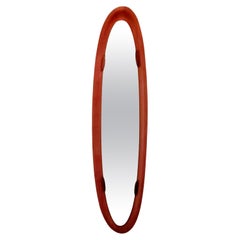 Mid-Century Oval Teak Wall Mirror, Designed by Campo e Graffi, Italy 60s