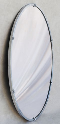 Mid Century Oval Vanity Mirror in Chrome with Daisy Flower Details C1970 France