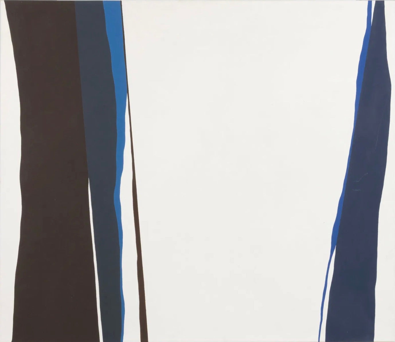 Übergroßes abstraktes Gemälde aus der Mitte des Jahrhunderts, Öl auf Leinwand, blau, schwarz, geschwungene Linien (Gemalt) im Angebot
