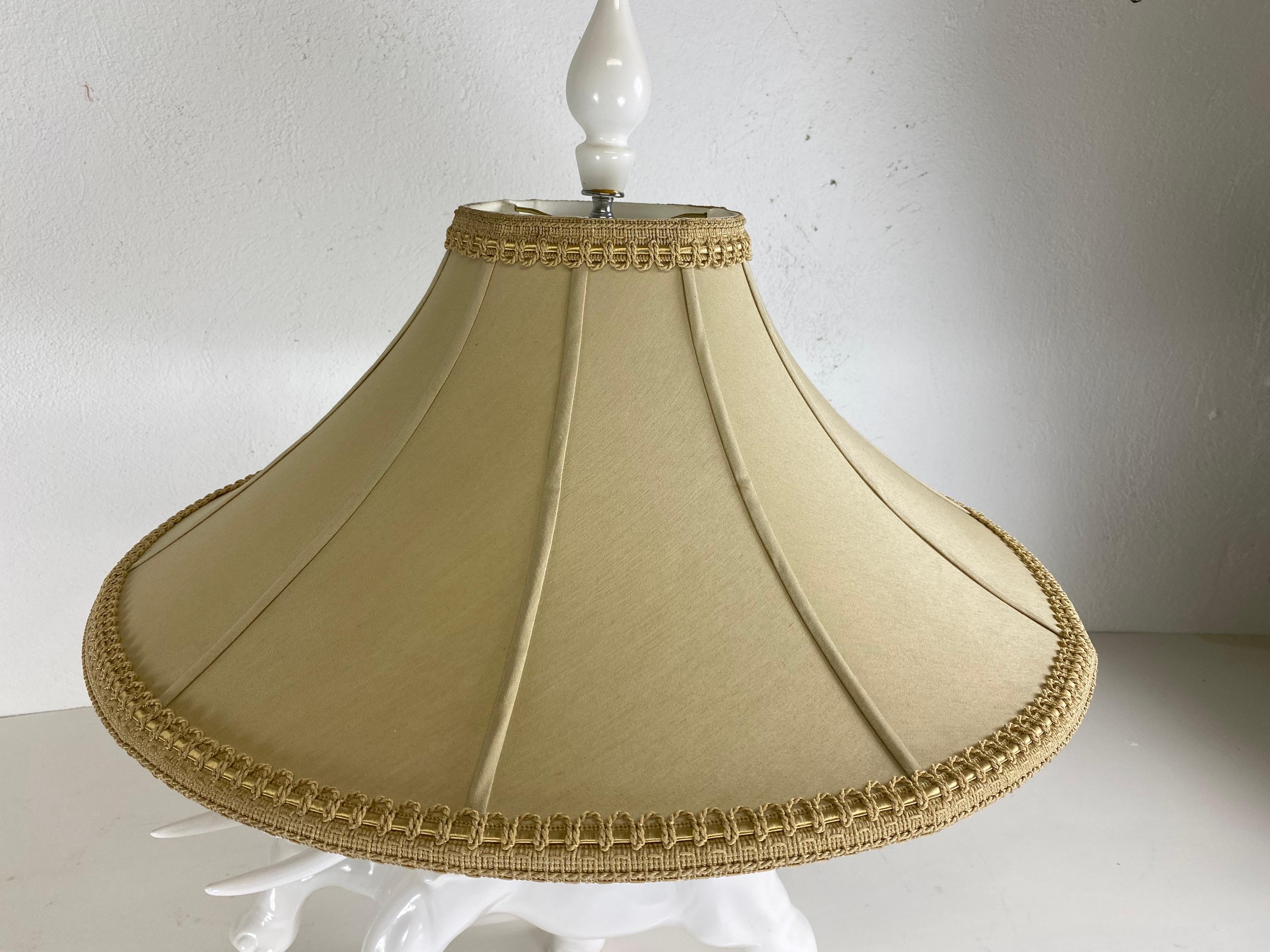Anglo Raj Mid-century oversized  Blanc de chin Italian pottery elephant lamp For Sale