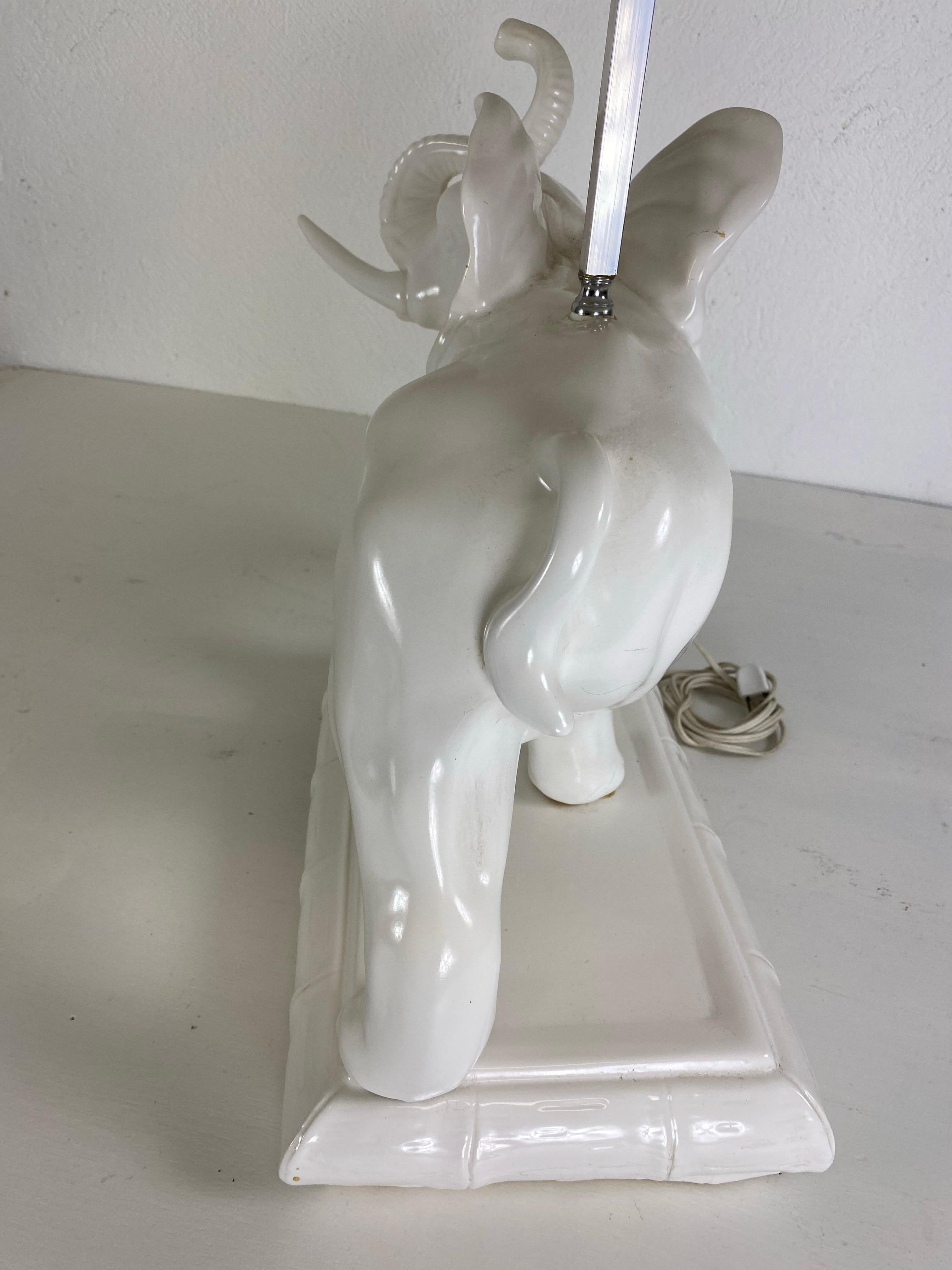 Mid-20th Century Mid-century oversized  Blanc de chin Italian pottery elephant lamp For Sale