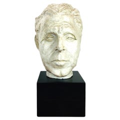 Mid Century Oversized Bust of Man Sculpture by M. Knew
