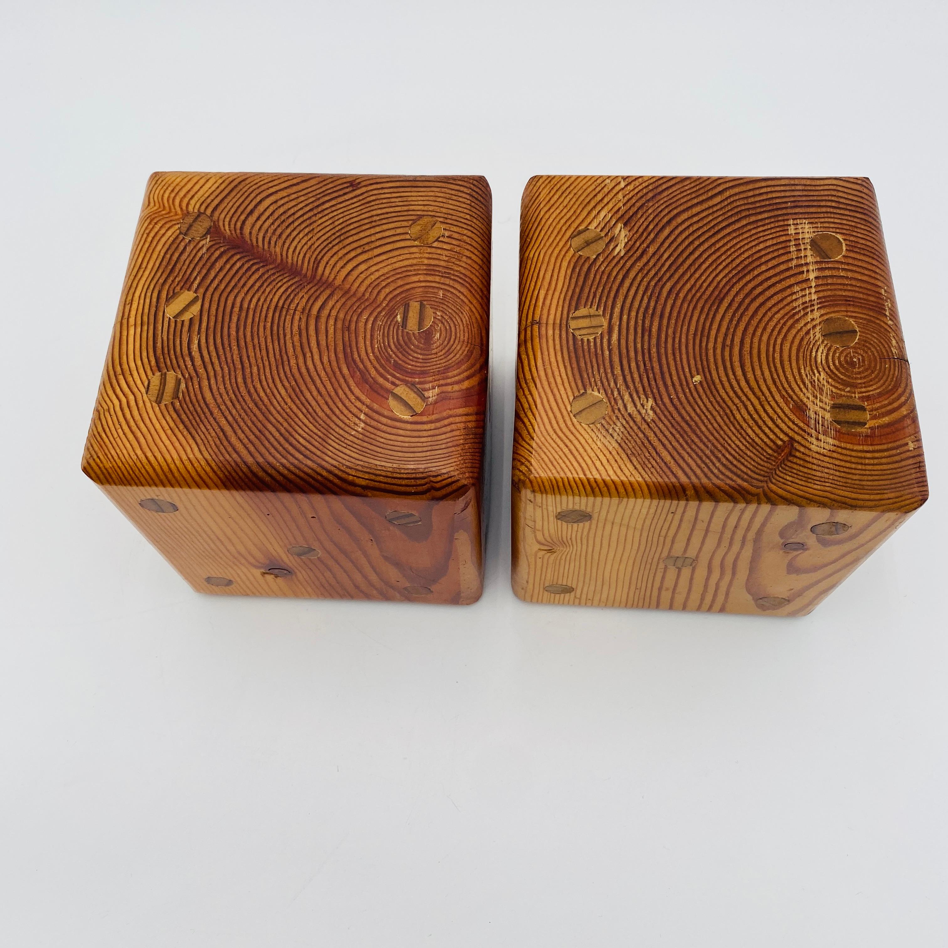 Mid Century Oversized Dice Hand Crafted Wood Bookends 1970s For Sale 7