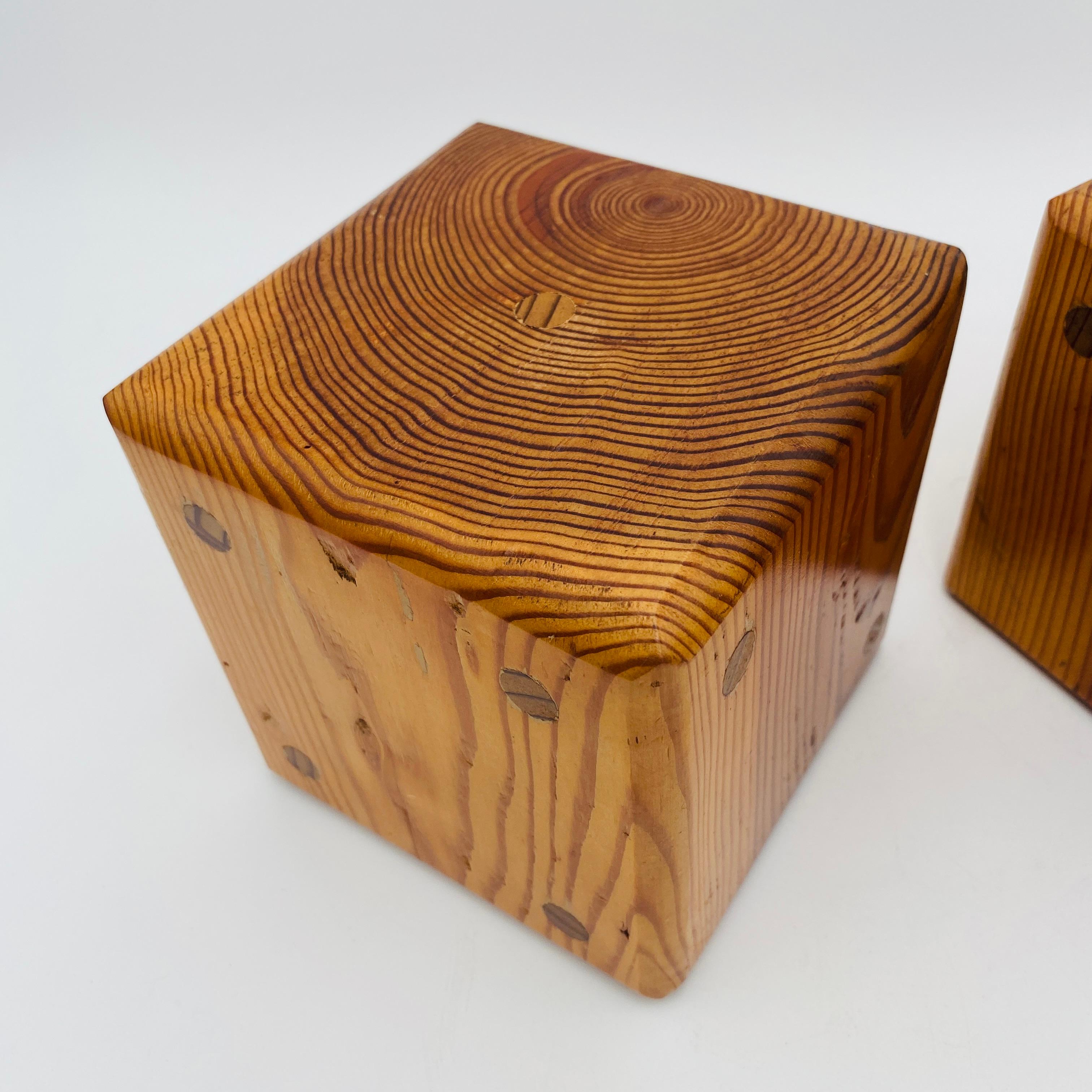 American Mid Century Oversized Dice Hand Crafted Wood Bookends 1970s For Sale