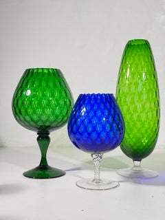 Mid-Century Oversized Empoli Glass Set of Three, 1960s