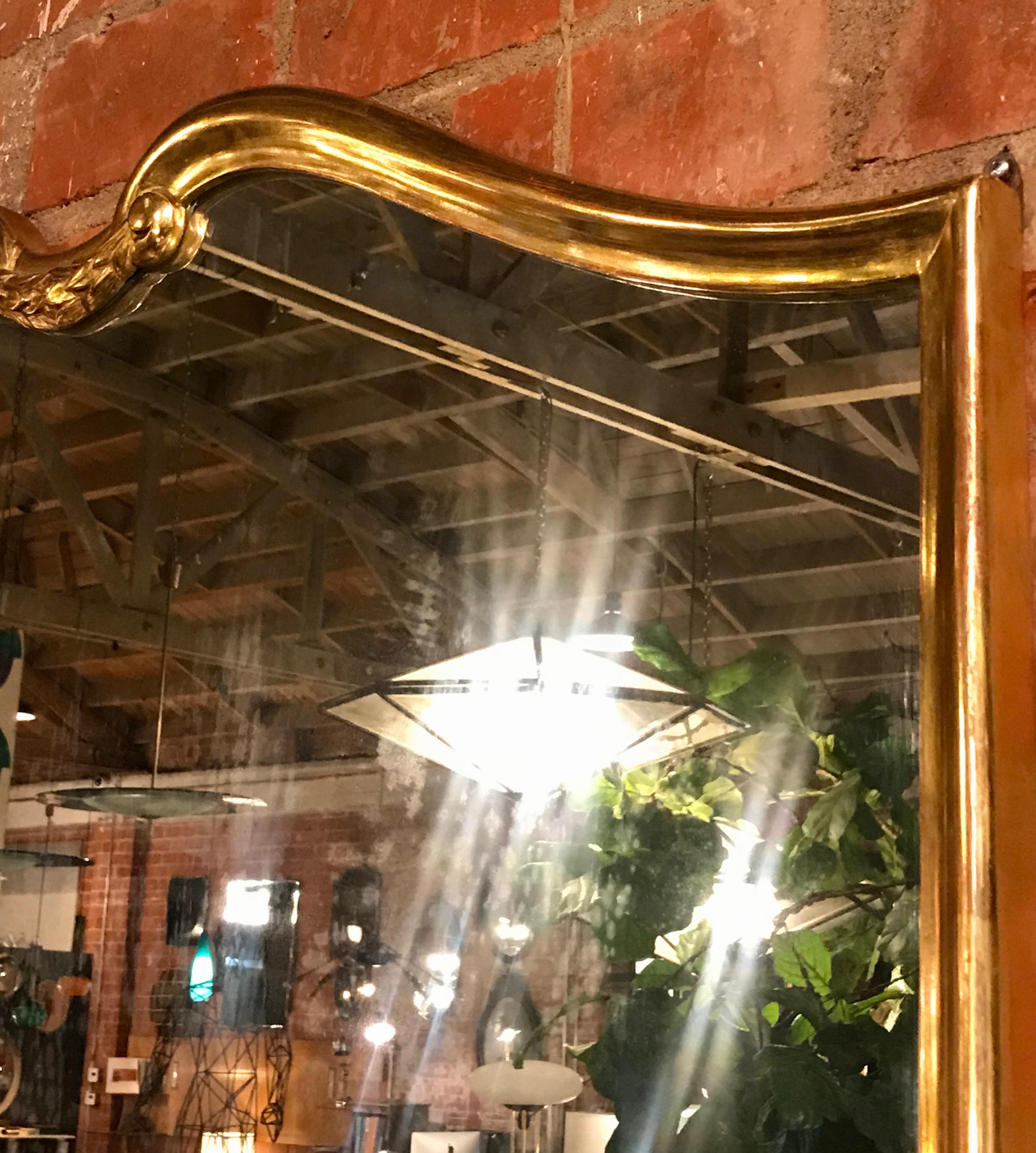 Midcentury Oversized Gold Leaves Wall Mirror Italian Design, 1950s In Good Condition In Los Angeles, CA