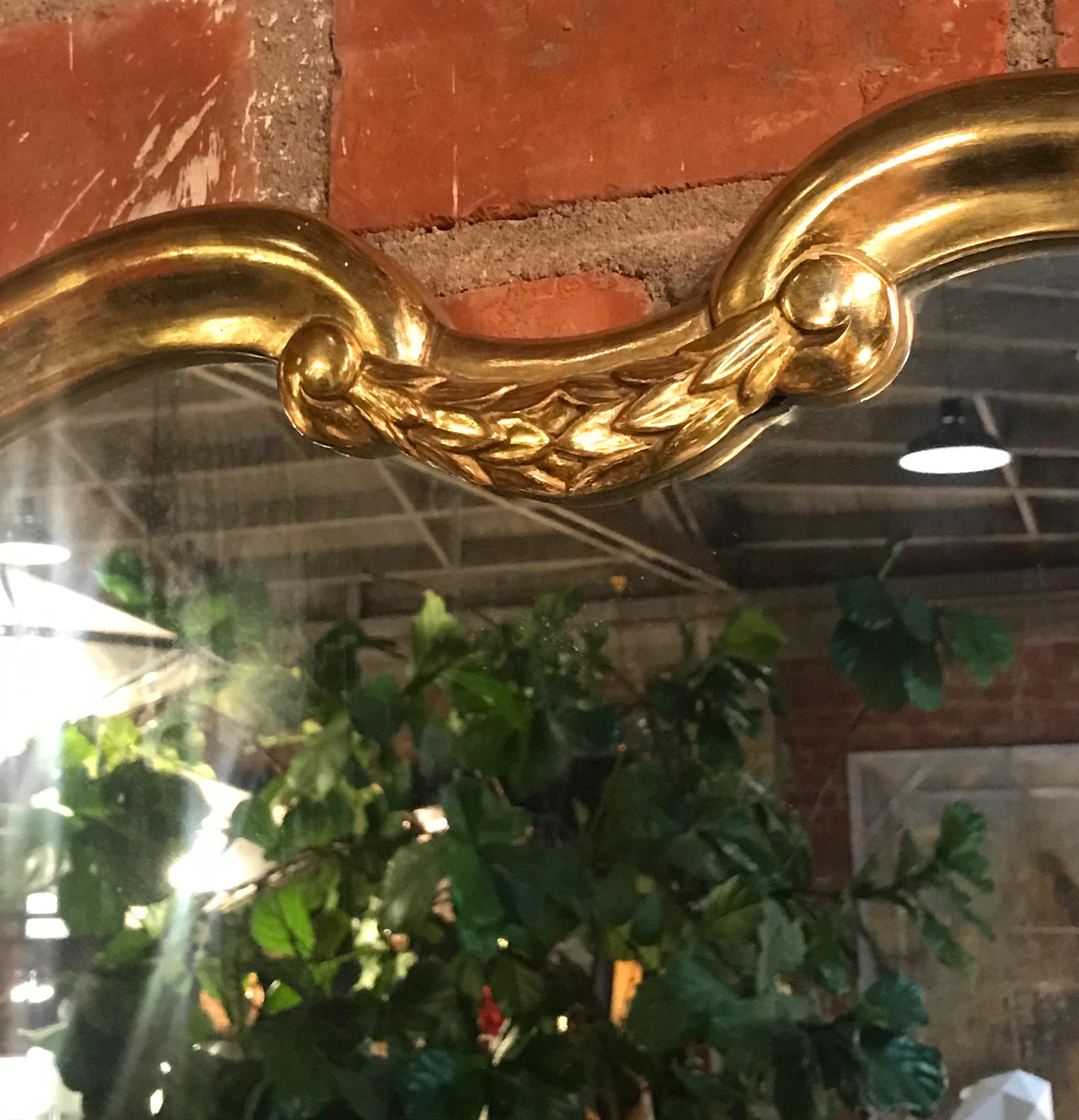 Midcentury Oversized Gold Leaves Wall Mirror Italian Design, 1950s 1