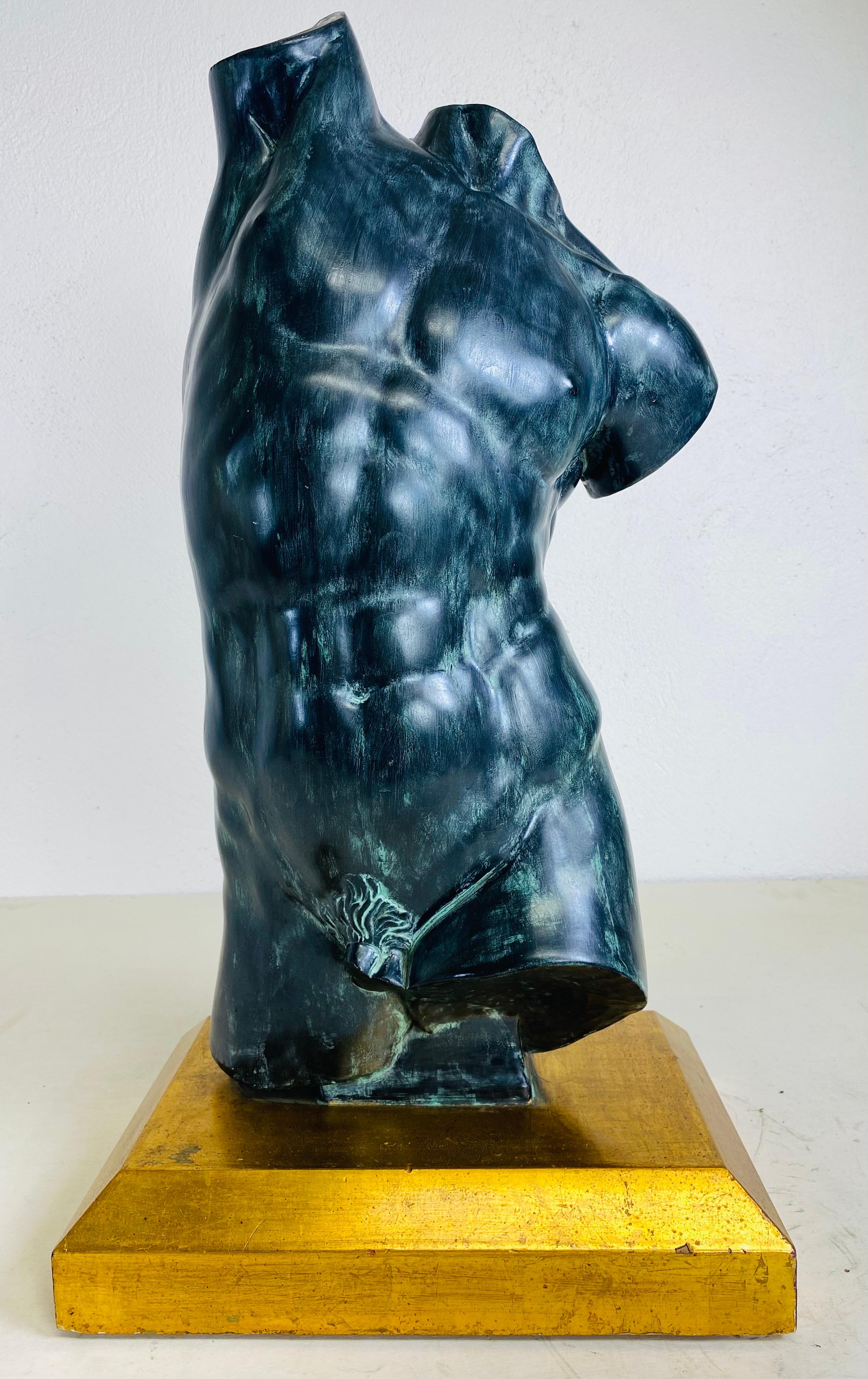 Hand-Crafted Mid century oversized Italian male nude plaster torso