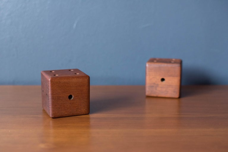Mid Century Oversized Teak Dice at 1stDibs