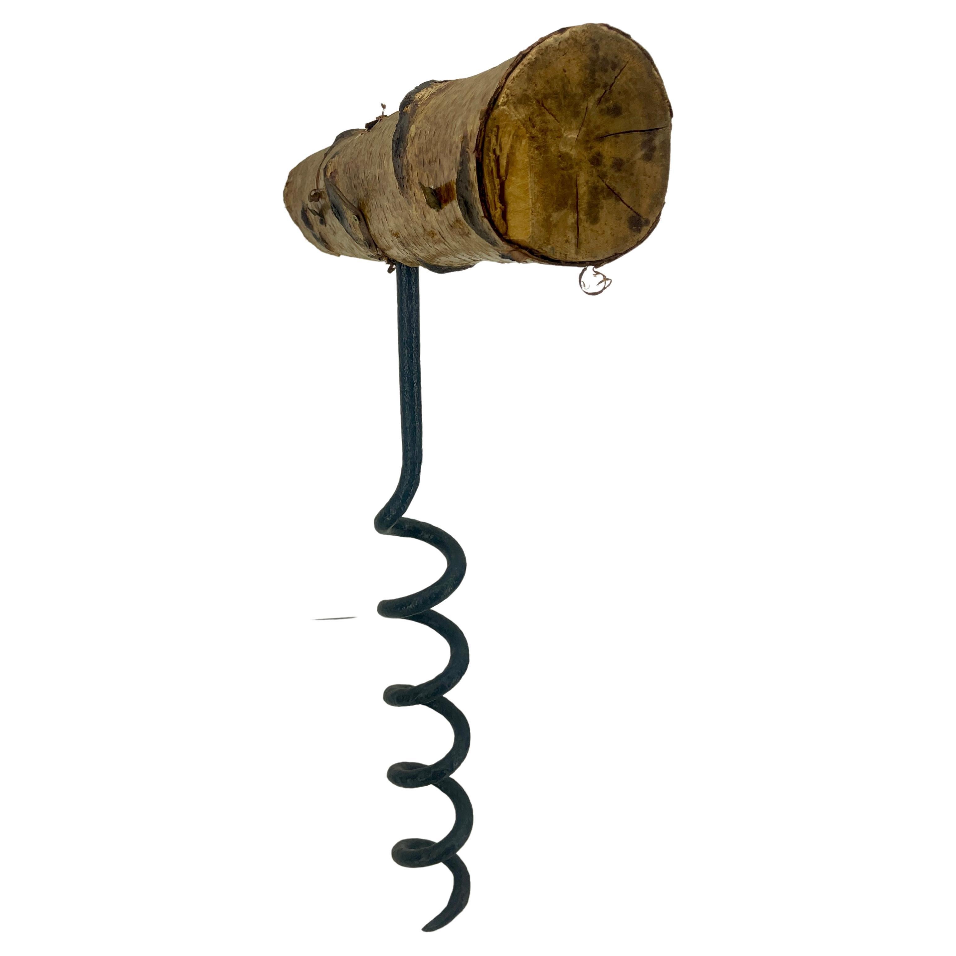 Hand-Carved Mid-Century Oversized Wine Whiskey Corkscrew Sculpture  For Sale