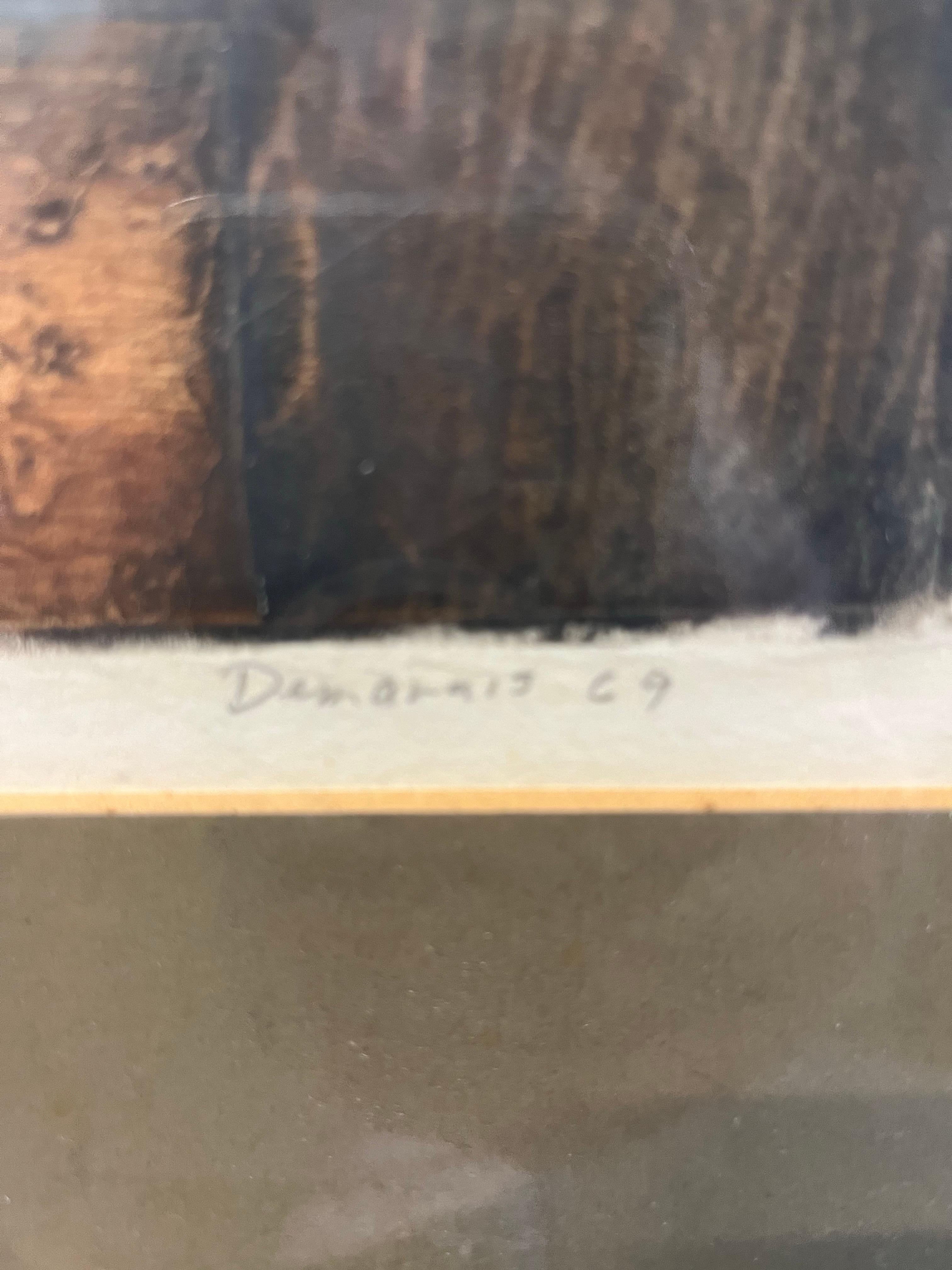Mitte des Jahrhunderts Eule Joseph Demarais Lithographie Radierung im Zustand „Gut“ im Angebot in W Allenhurst, NJ