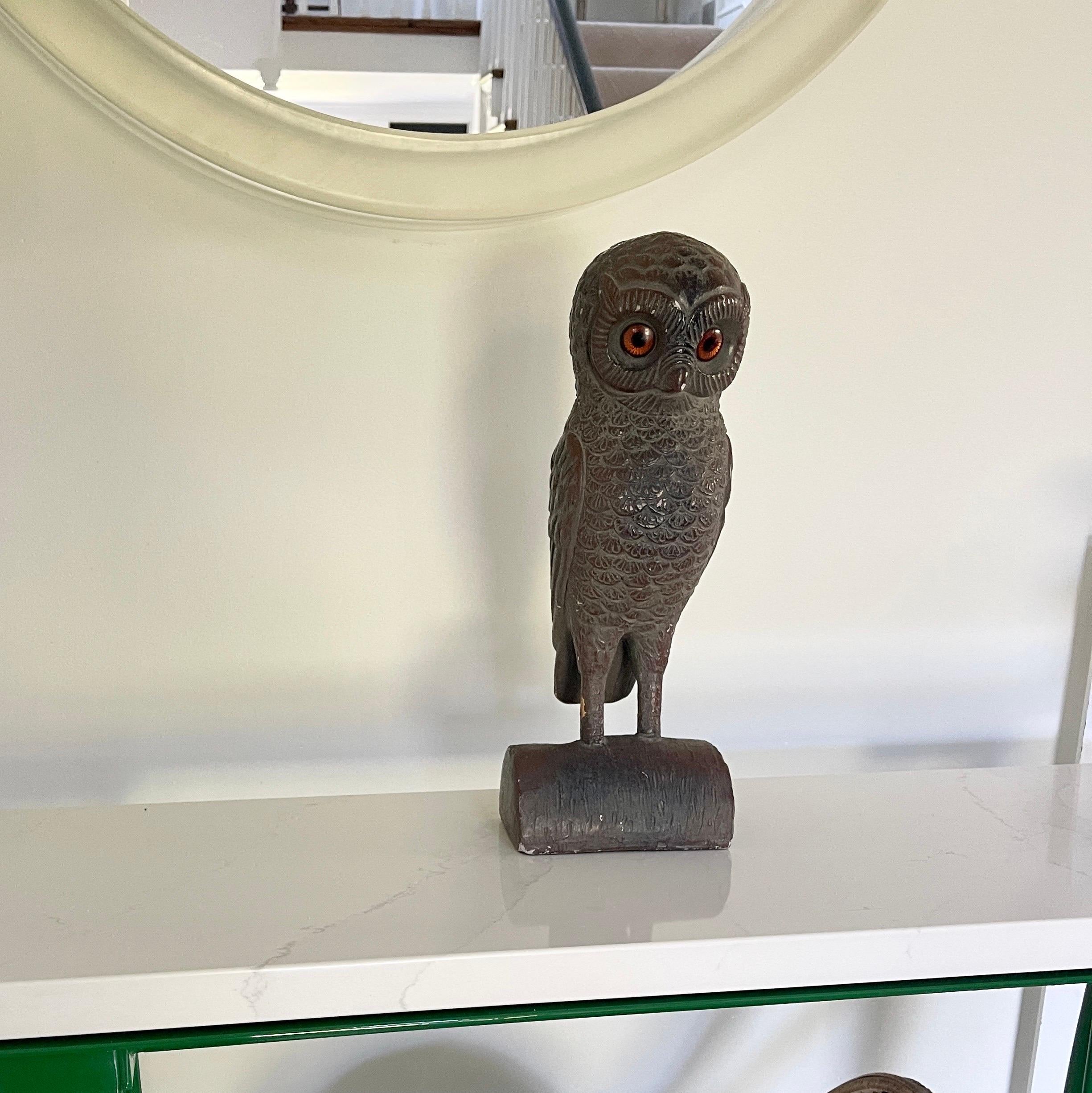 Mid-Century Owl Sculpture on Stand For Sale 11