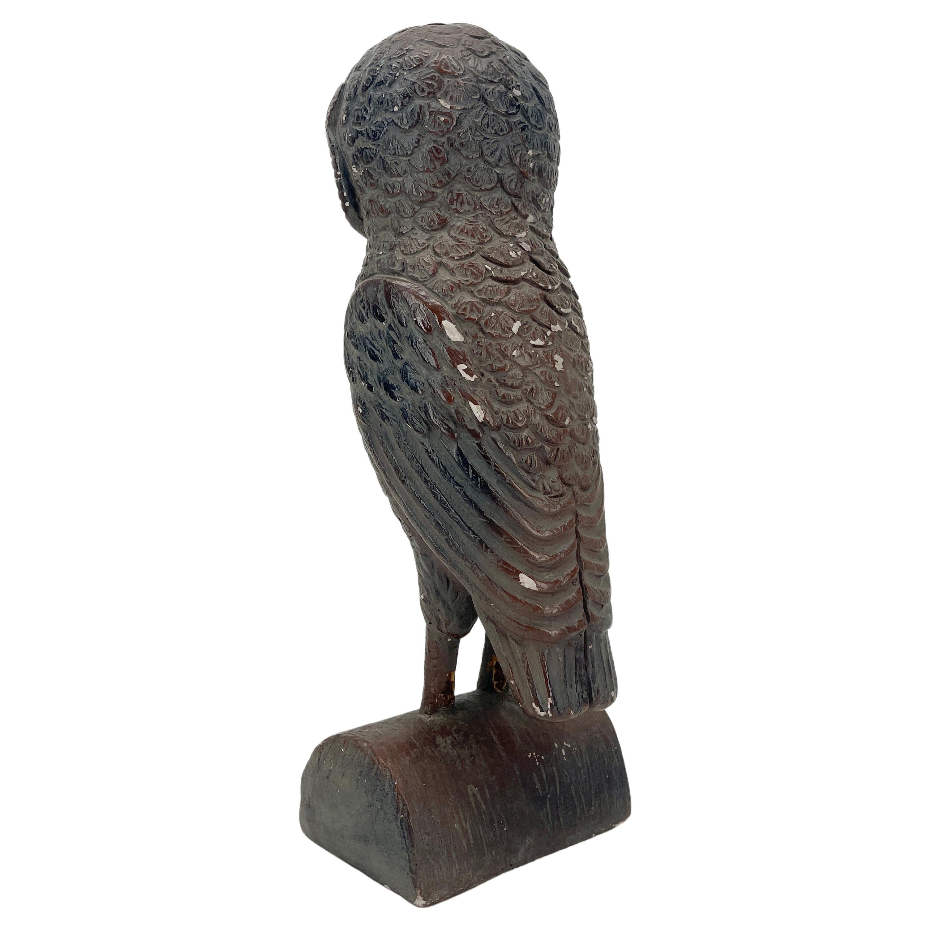 Mid-Century Owl Sculpture on Stand For Sale 1