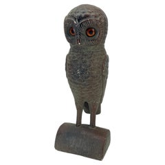 Antique Mid-Century Owl Sculpture on Stand