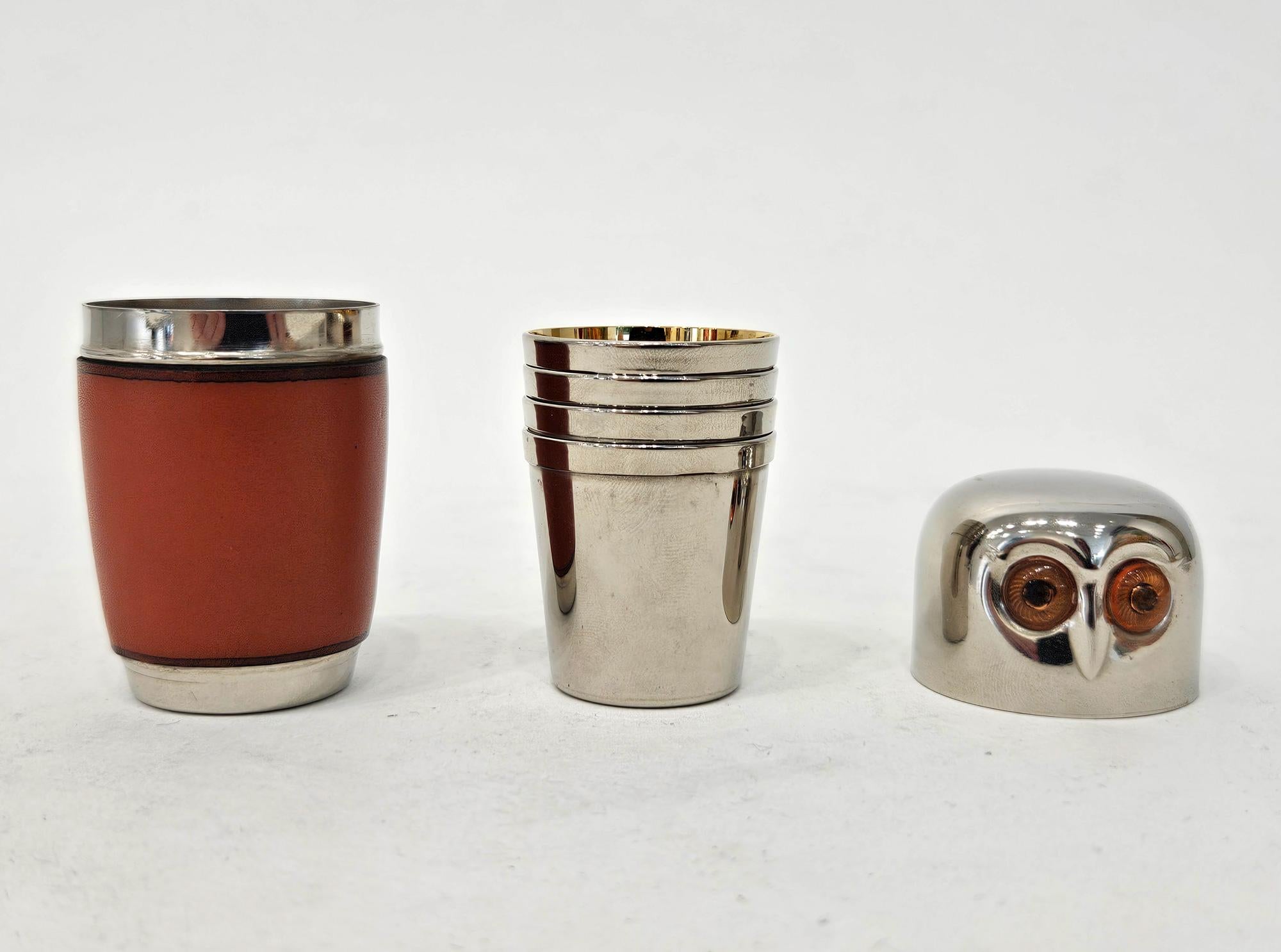 Mid Century Owl Shaped Nested Shot Cups Drinks Set, Germany, c. 1960 In Good Condition In London, GB