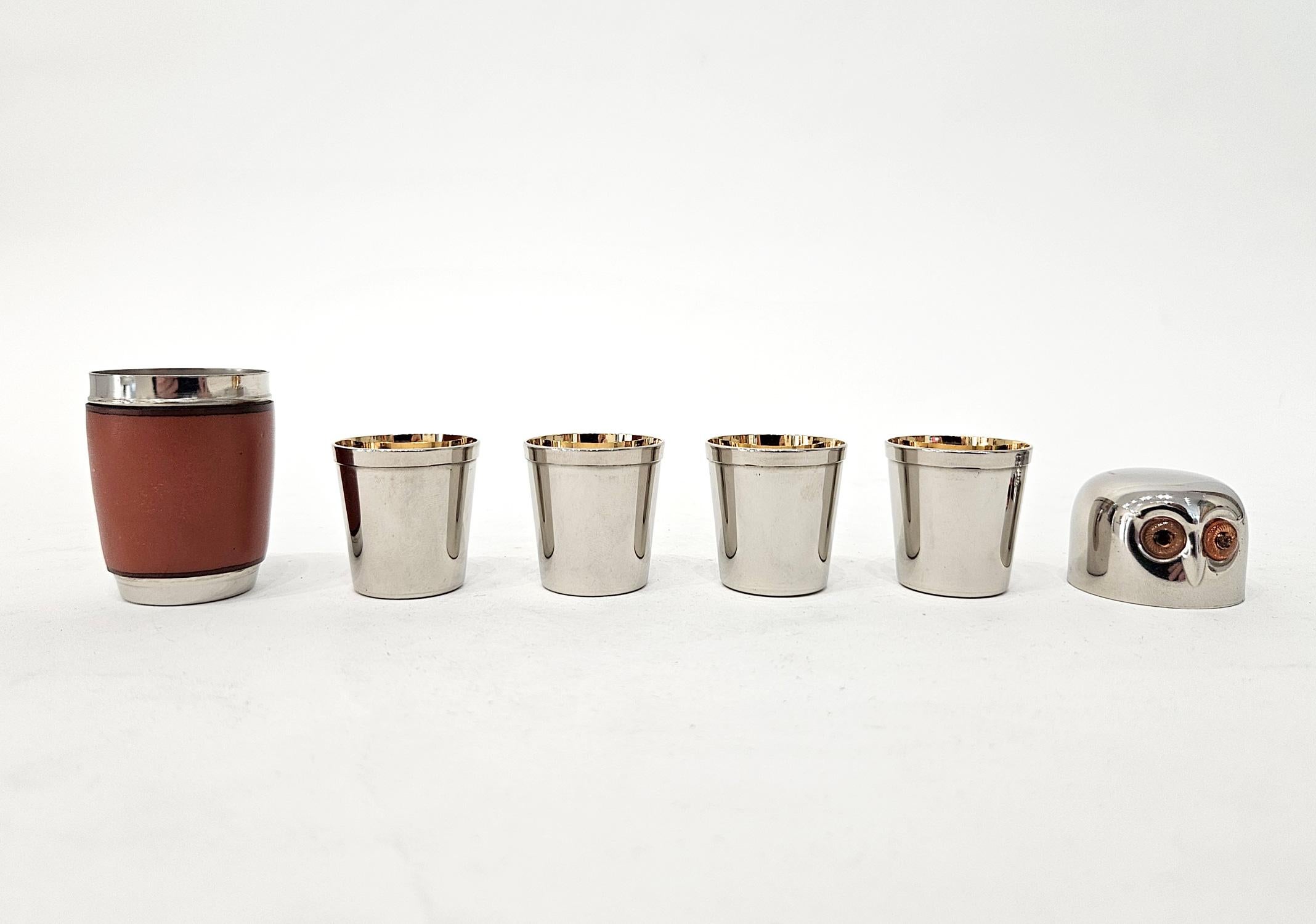 20th Century Mid Century Owl Shaped Nested Shot Cups Drinks Set, Germany, c. 1960