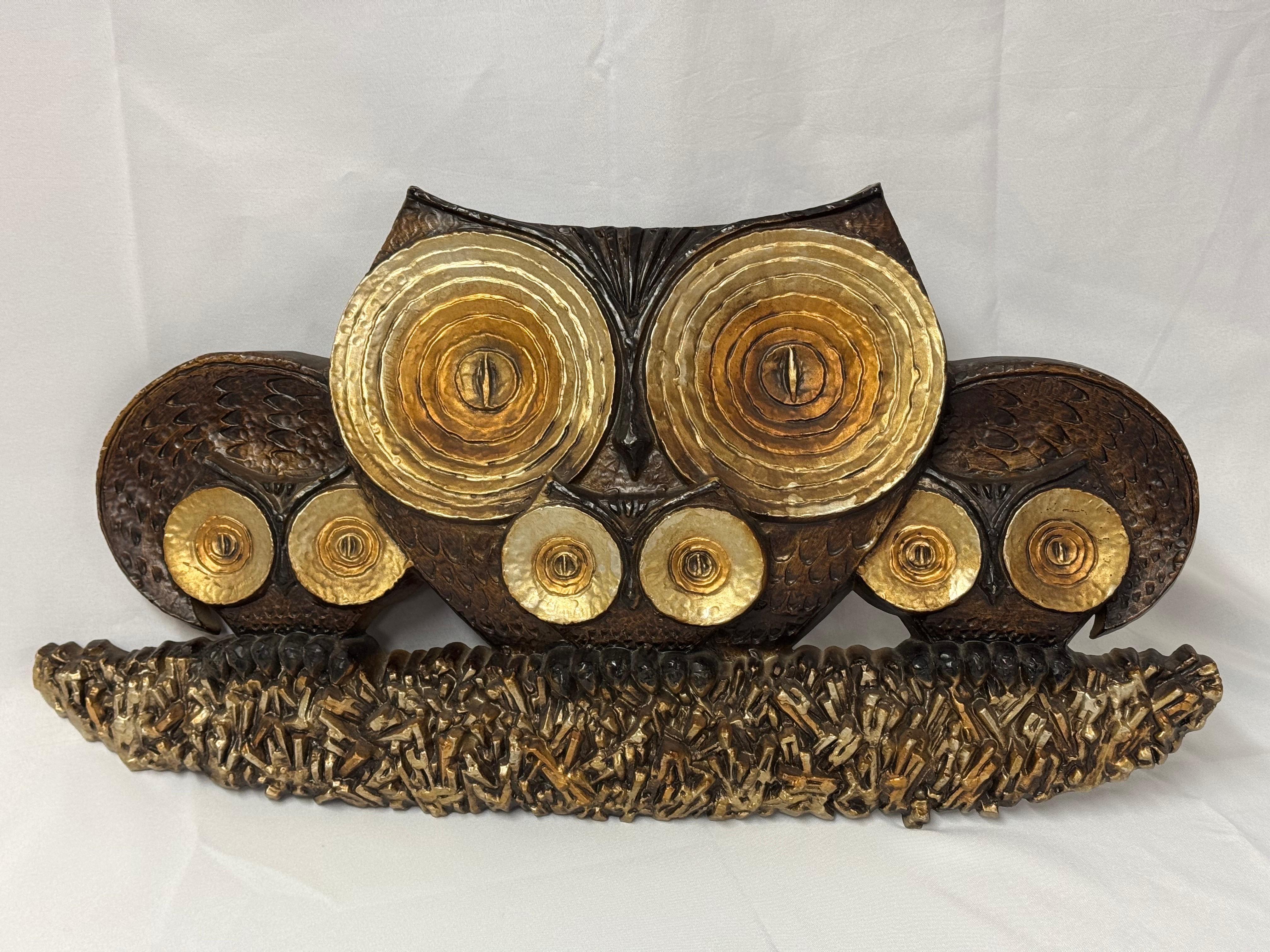 Mid Century Eule Wandskulptur (Ende des 20. Jahrhunderts) im Angebot