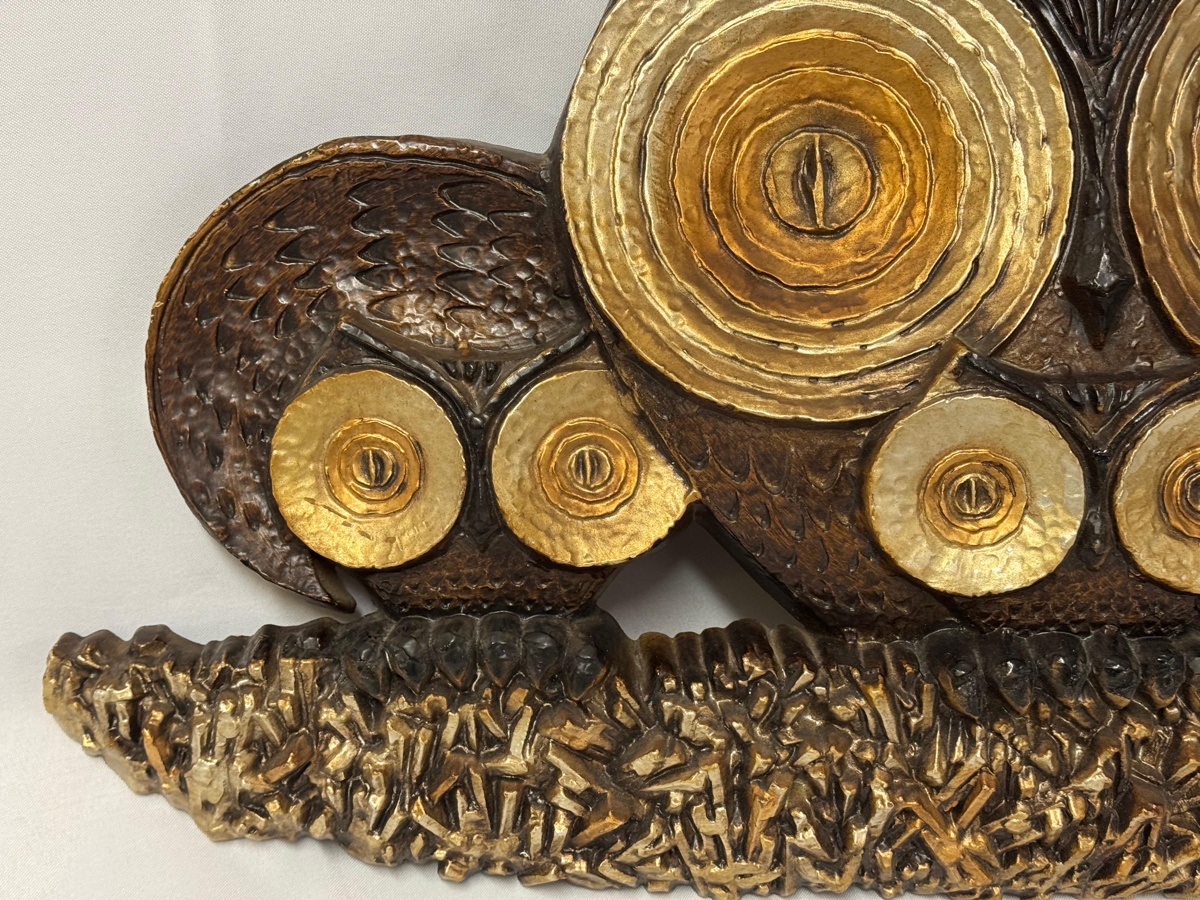 Mid Century Eule Wandskulptur im Angebot 1