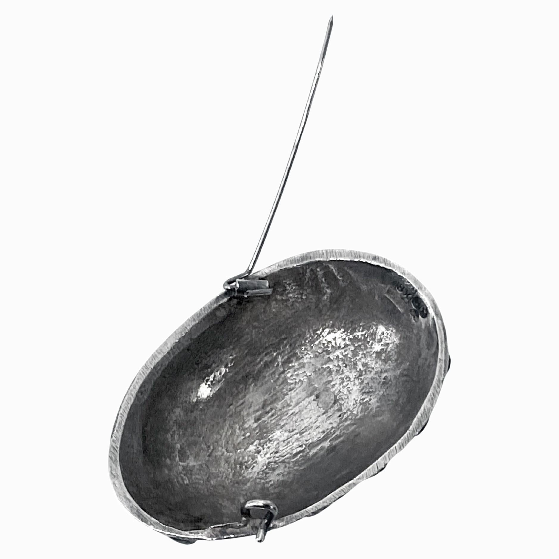 Mid century oxidised silver egg brooch, Sweden 1948 For Sale 1