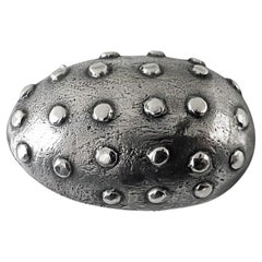 Mid century oxidised silver egg brooch, Sweden 1948