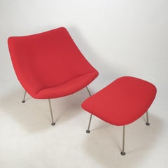 Mid Century Oyster Chair and Ottoman by Pierre Paulin for Artifort, 1960s