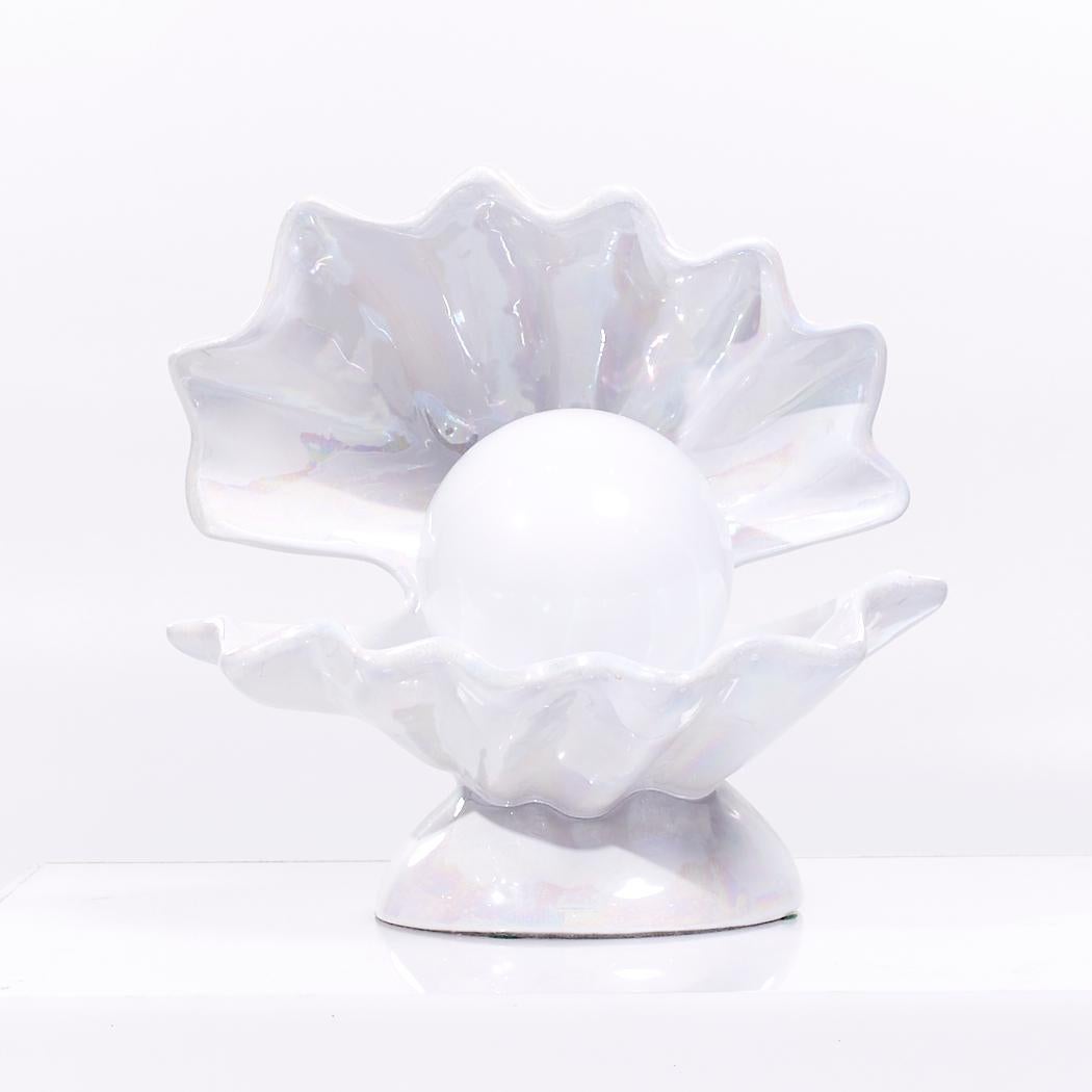 Mid Century Oyster Shell Shaped Porcelain Lamps Pair For Sale At 1stDibs