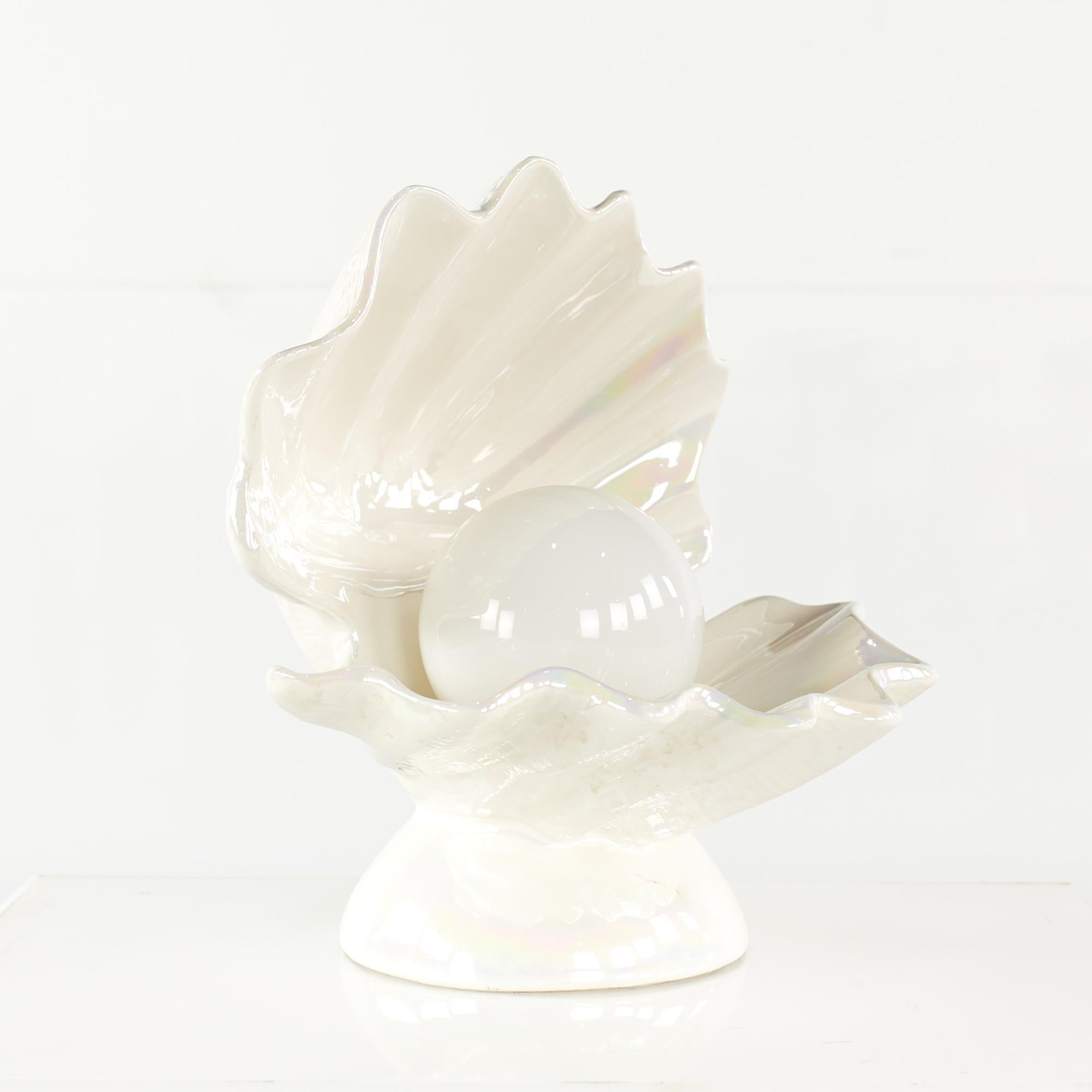 Mid Century Oyster Shell Shaped Porcelain Lamps, Pair at 1stDibs ...