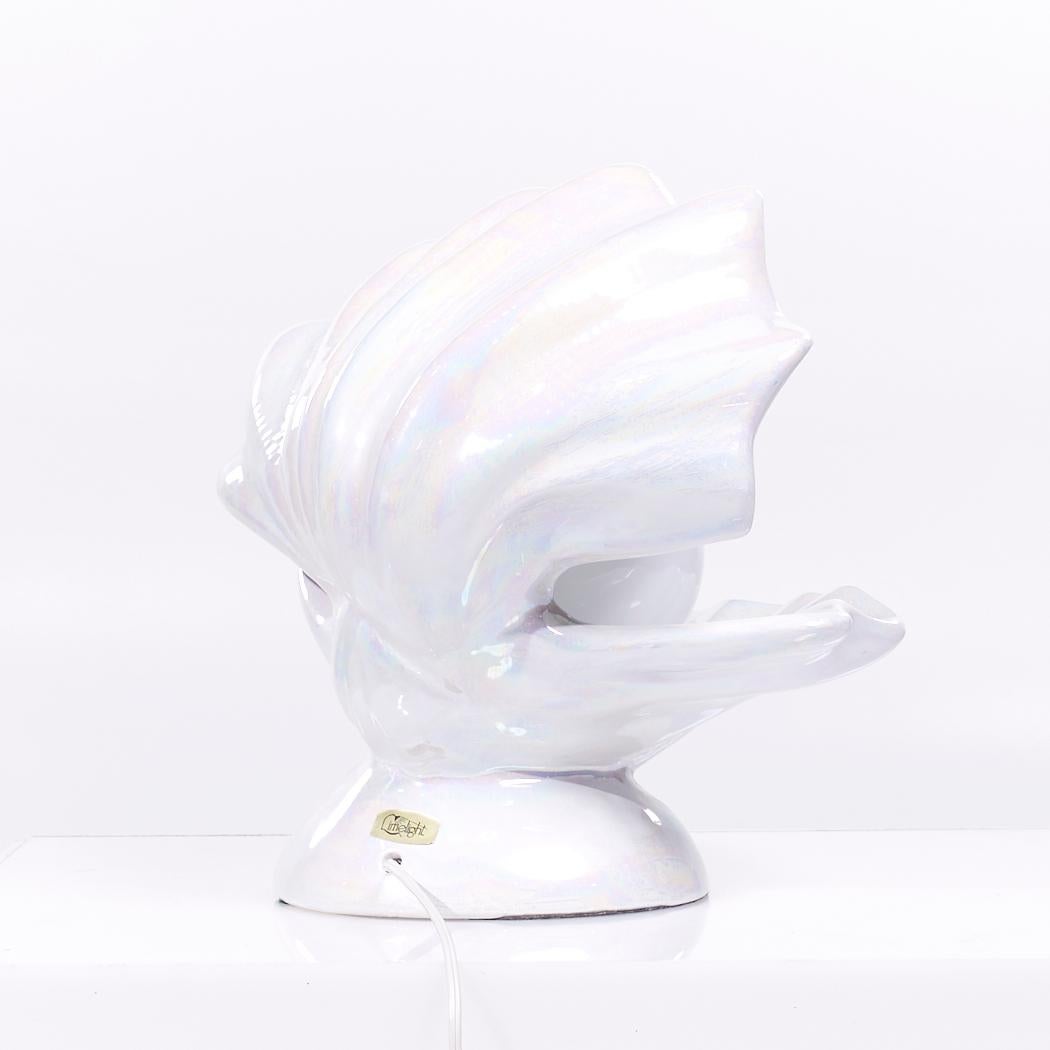 Lámparas de porcelana con forma de concha de ostra de mediados de siglo - Pareja Porcelana en venta