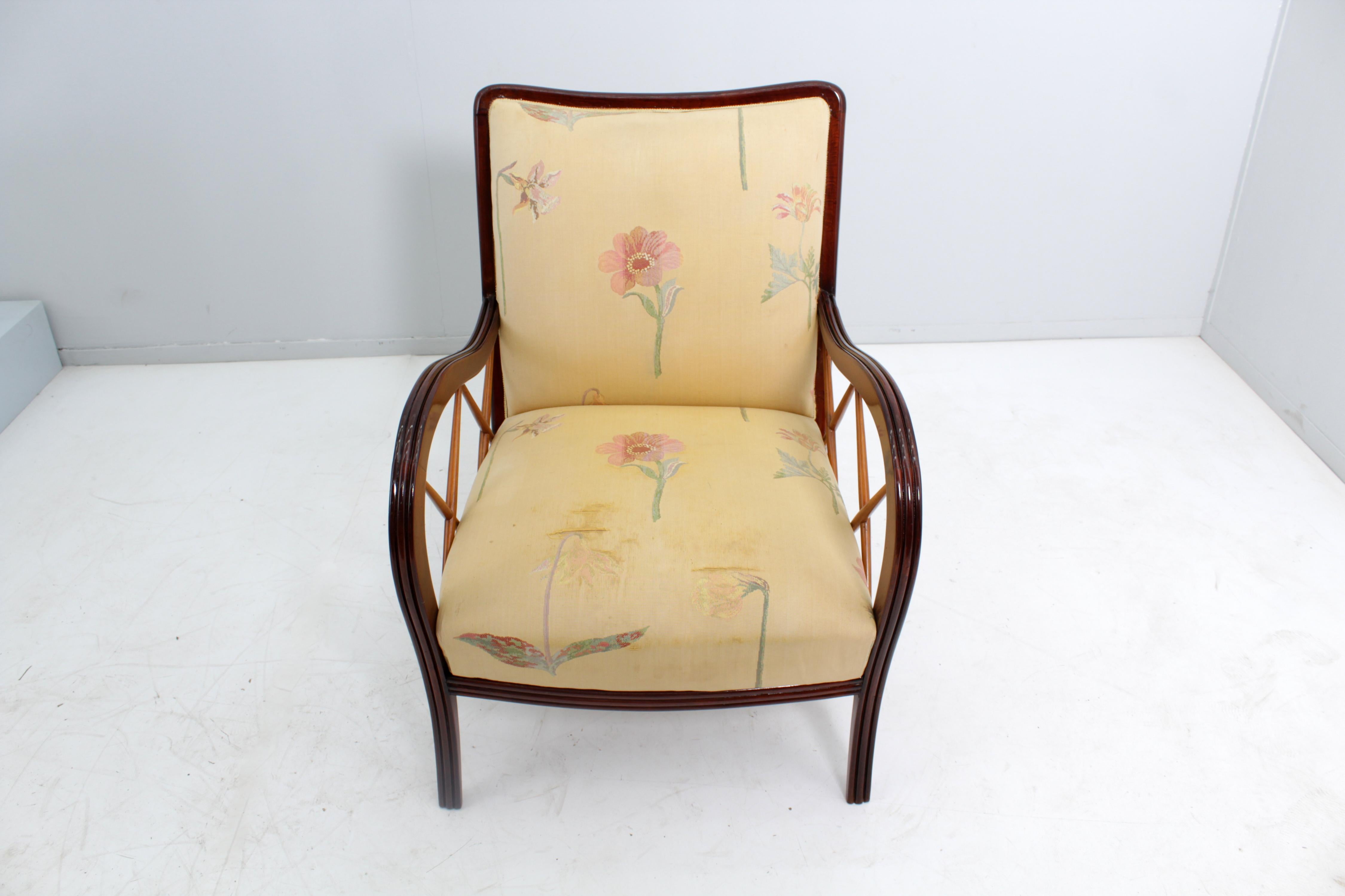 Mid-Century P. Buffa (attr.) Set of 2 Curved Wooden Armchairs Italy 40s 4