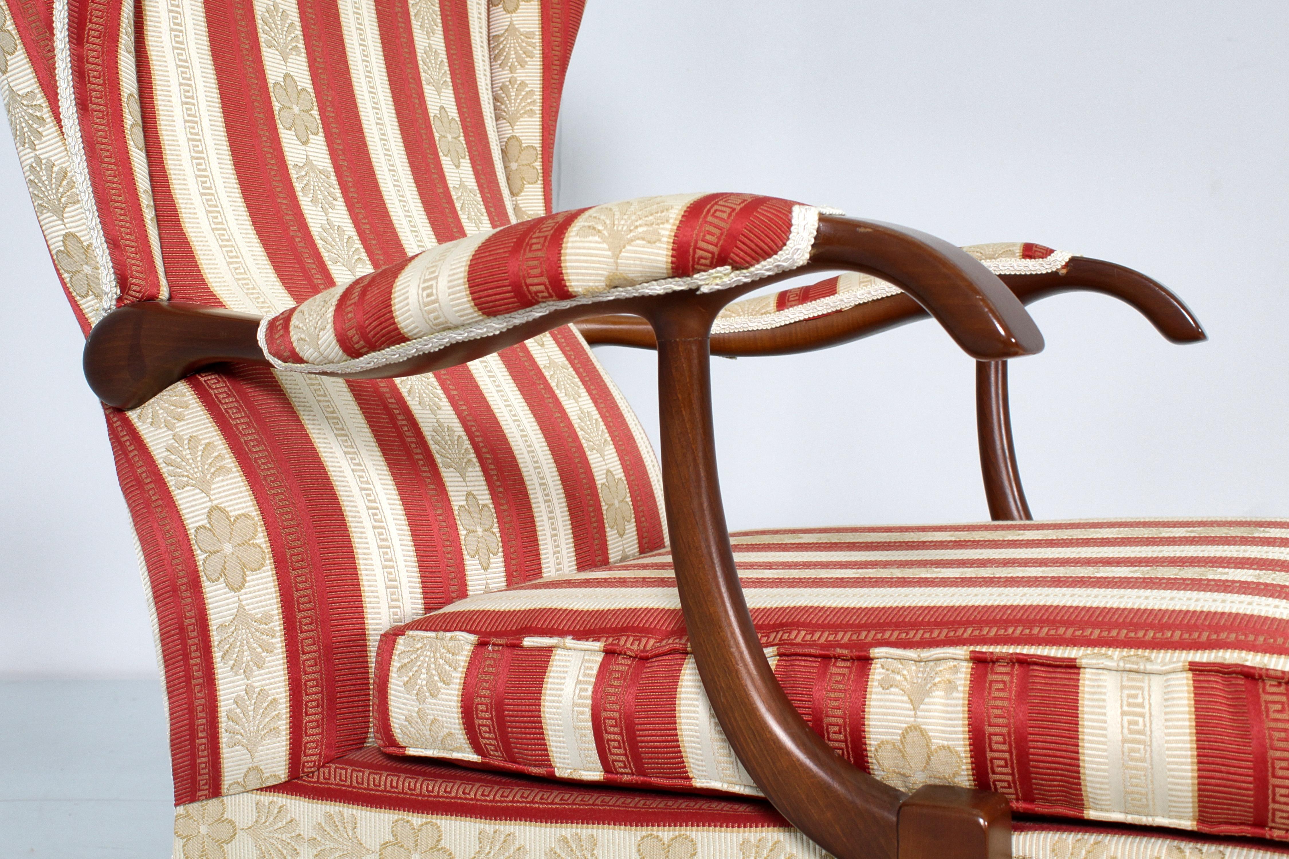 Mid-Century-Sessel aus Holz und Satin, P. Buffa für Frama, 60er Jahre, Italien  im Angebot 4