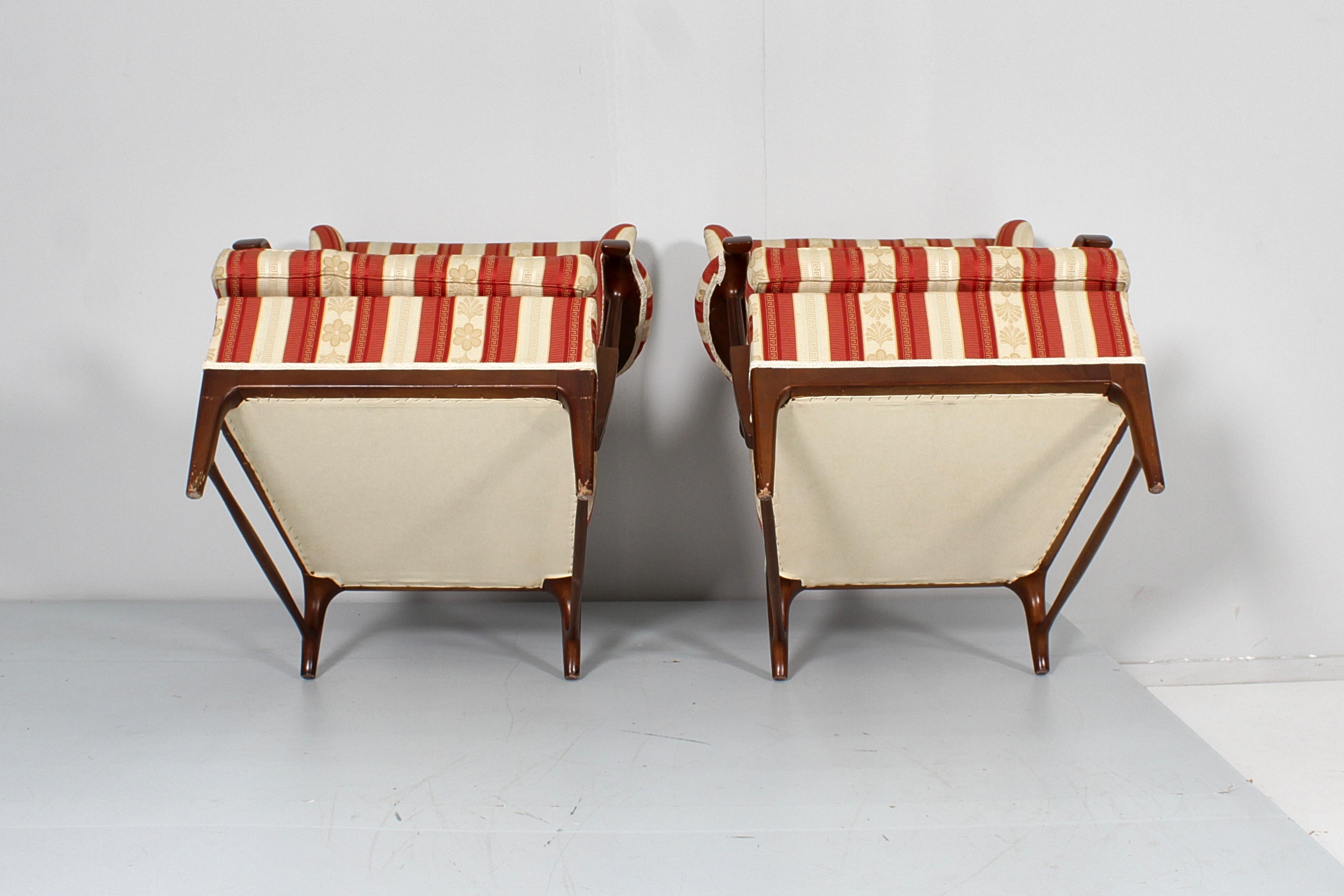 Mid-Century-Sessel aus Holz und Satin, P. Buffa für Frama, 60er Jahre, Italien  im Angebot 8