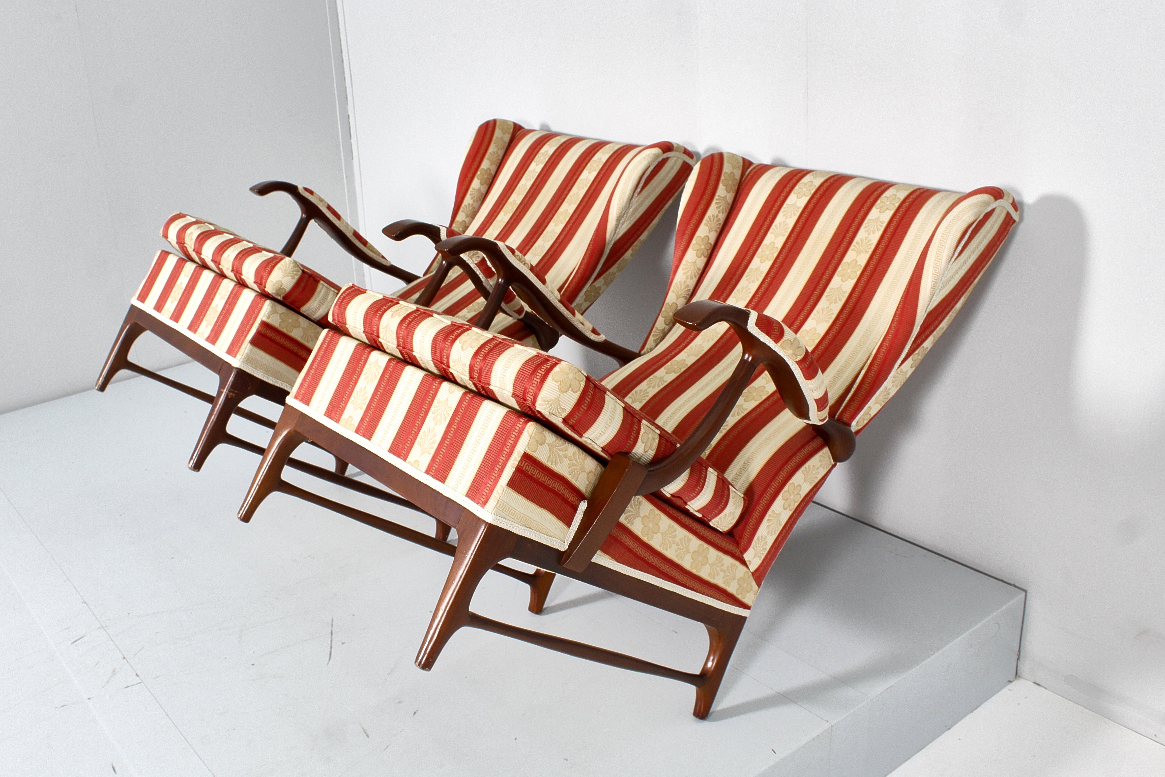 Mid-Century-Sessel aus Holz und Satin, P. Buffa für Frama, 60er Jahre, Italien  im Angebot 10