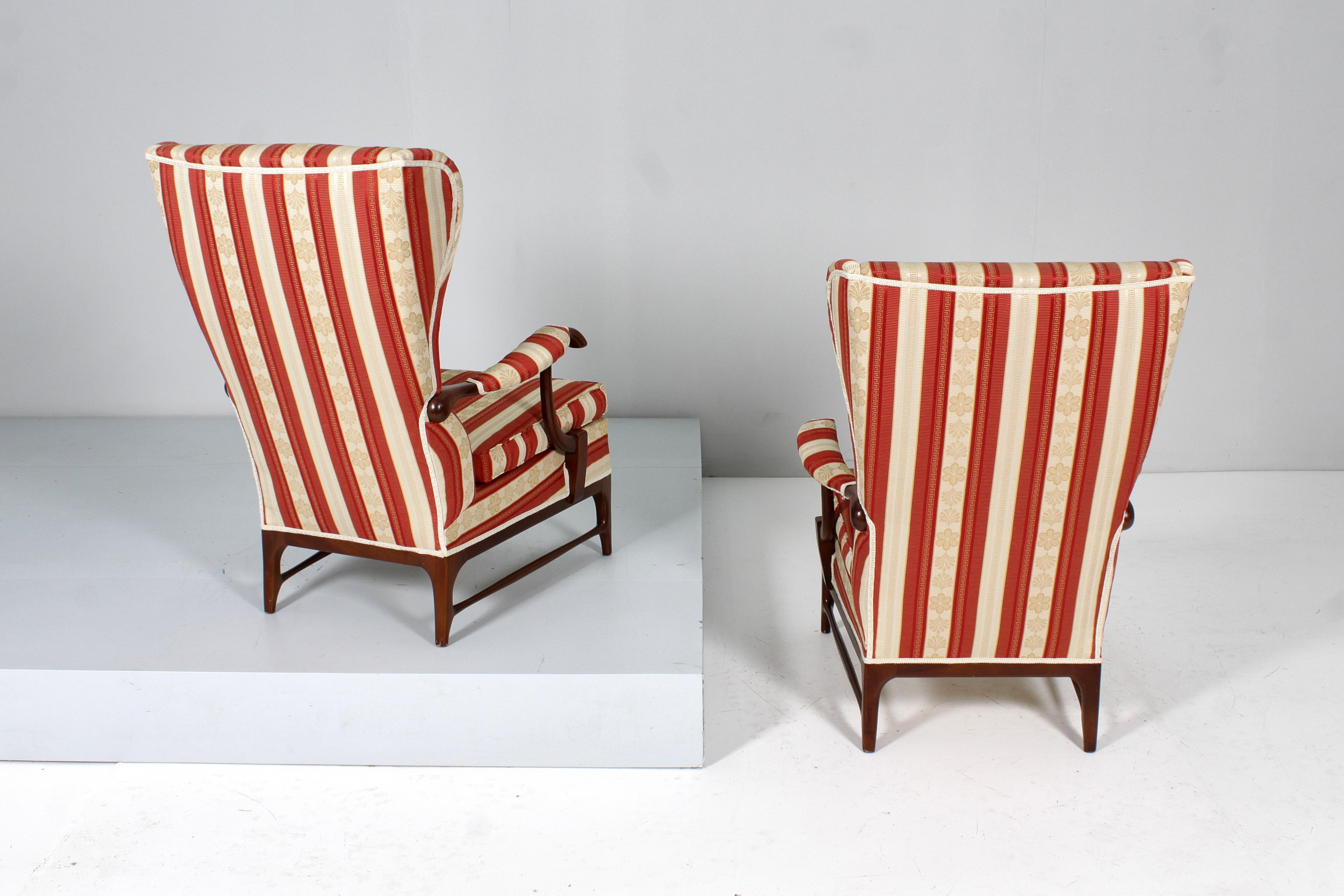 Mid-Century-Sessel aus Holz und Satin, P. Buffa für Frama, 60er Jahre, Italien  (Mitte des 20. Jahrhunderts) im Angebot